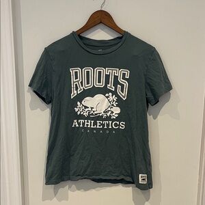 Roots Green Athletics Tee with White Logo